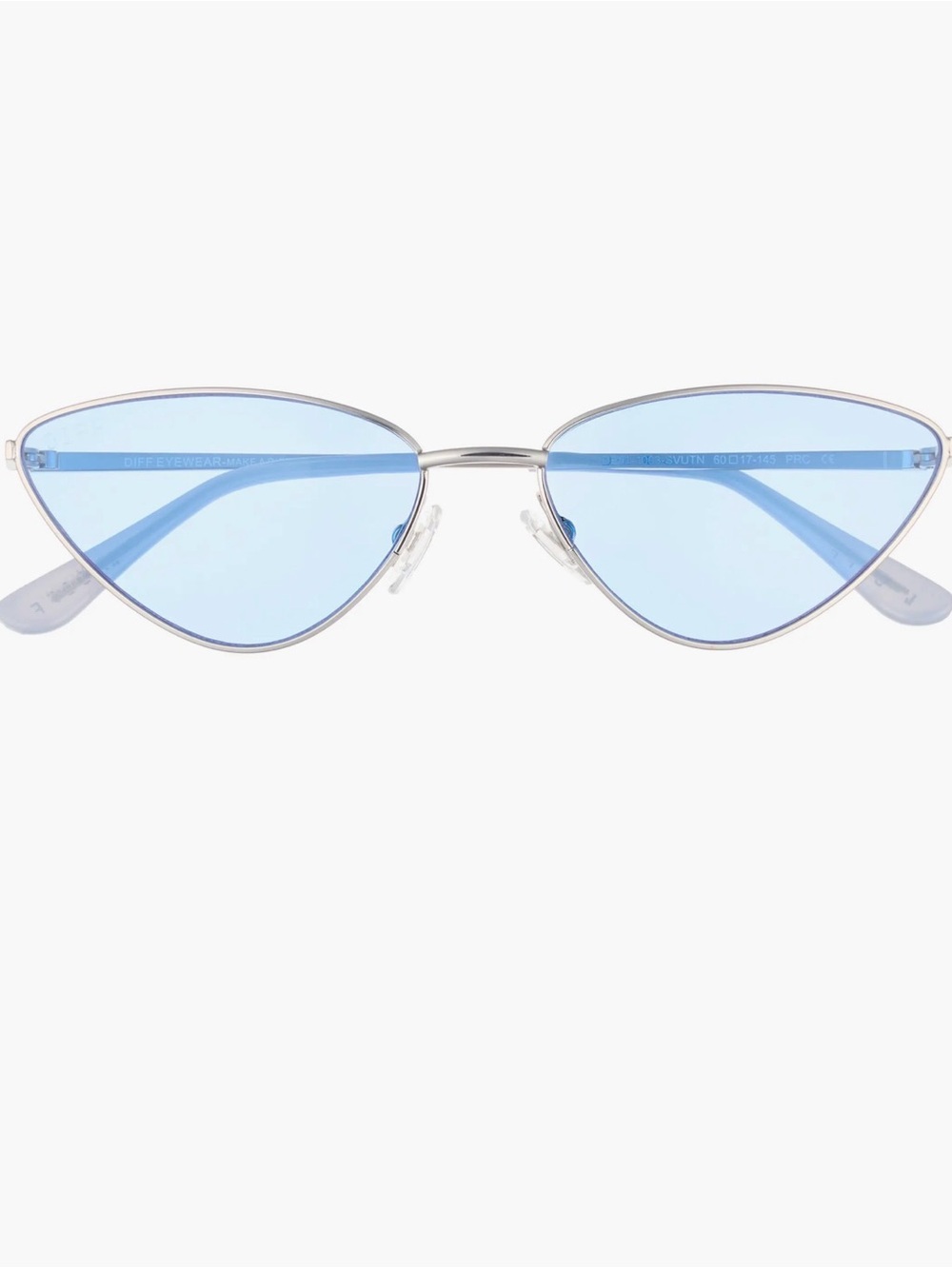 Diff Eyewear Silver Cat Eye Sunglasses with Blue Lenses